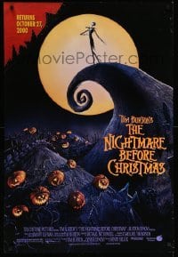 3w639 NIGHTMARE BEFORE CHRISTMAS DS 1sh '93 Tim Burton, Disney, great Halloween horror image!