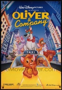 3w648 OLIVER & COMPANY DS 1sh R96 Disney cartoon cats & dogs in New York City!