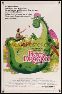 3w668 PETE'S DRAGON 1sh R84 Walt Disney, colorful art of cast headshots & dragon by Paul Wenzel!