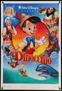 3w673 PINOCCHIO DS 1sh R92 Disney classic cartoon about a wooden boy who wants to be real!
