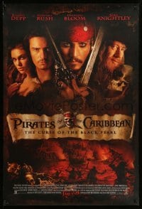 3w674 PIRATES OF THE CARIBBEAN advance DS 1sh '03 Geoffrey Rush, Knightley, Johnny Depp & cast!