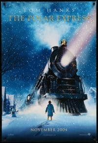 3w682 POLAR EXPRESS teaser DS 1sh '04 Tom Hanks, Robert Zemeckis, fantasy art of train by D. Chiang