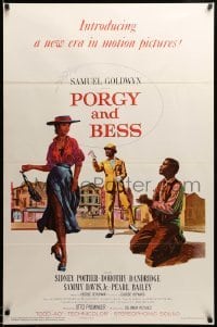 3w686 PORGY & BESS 1sh '59 art of Sidney Poitier, Dorothy Dandridge & Sammy Davis Jr.!