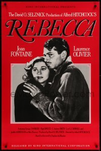 3w704 REBECCA 1sh R90s Alfred Hitchcock, image of Laurence Olivier & Joan Fontaine!