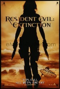 3w709 RESIDENT EVIL: EXTINCTION teaser DS 1sh '07 sexy Milla Jovovich in zombie killing action!