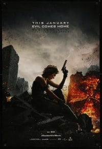 3w708 RESIDENT EVIL THE FINAL CHAPTER teaser DS 1sh '16 image of sexiest Milla Jovavich with gun!