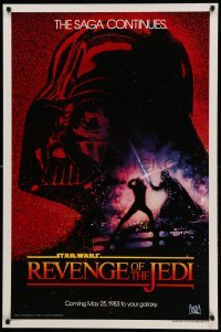 3w711 RETURN OF THE JEDI dated teaser 1sh '83 George Lucas' Revenge of the Jedi, Drew Struzan art!