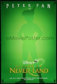 3w715 RETURN TO NEVERLAND int'l DS 1sh '02 Walt Disney, cool outline artwork of Peter Pan!