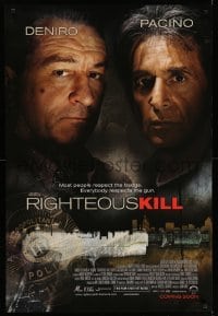 3w721 RIGHTEOUS KILL advance 1sh '08 cool image of Robert De Niro & Al Pacino w/ silenced gun!