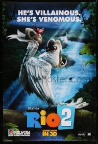 3w727 RIO 2 style B int'l teaser DS 1sh '14 cool bird and toad, he's villainous, she's venomous!