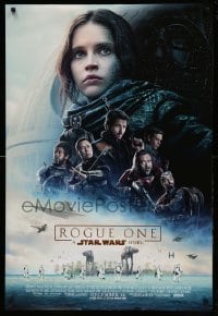 3w743 ROGUE ONE advance DS 1sh '16 A Star Wars Story, Felicity Jones, top cast montage, Death Star!