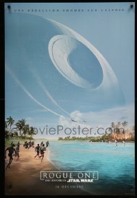 3w745 ROGUE ONE int'l French language teaser DS 1sh '16 Star Wars, image of Death Star and battle!