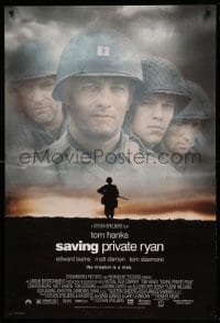 3w762 SAVING PRIVATE RYAN 1sh '98 Spielberg, cast image of Tom Hanks, Tom Sizemore, Matt Damon!