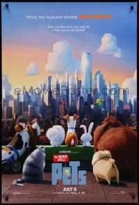 3w772 SECRET LIFE OF PETS advance DS 1sh '16 July style, CGI animals in front of huge skyline!