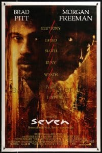 3w774 SEVEN DS 1sh '95 David Fincher, Morgan Freeman, Brad Pitt, deadly sins!