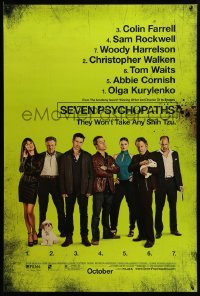 3w775 SEVEN PSYCHOPATHS advance DS 1sh '12 Colin Farrell, Sam Rockwell, Woody Harrelson, Tom Waits!