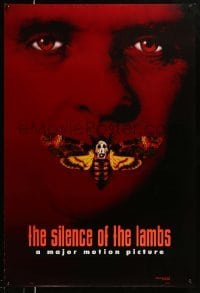 3w789 SILENCE OF THE LAMBS style B teaser DS 1sh '91 image of Anthony Hopkins with moth over mouth!