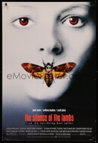 3w790 SILENCE OF THE LAMBS style D DS 1sh '90 great image of Jodie Foster with moth over mouth!