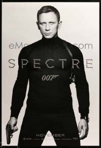 3w810 SPECTRE teaser DS 1sh '15 cool image of Daniel Craig as James Bond 007 with gun!