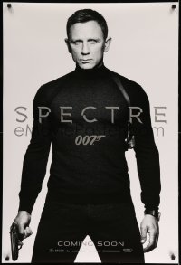 3w809 SPECTRE int'l teaser DS 1sh '15 cool image of Daniel Craig as James Bond 007 with gun!