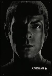 3w824 STAR TREK teaser DS 1sh '09 Abrams, image of Zachary Quinto as Spock over black background!