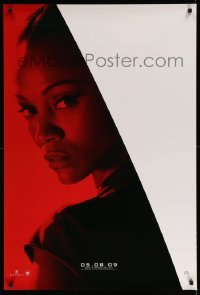 3w823 STAR TREK teaser 1sh '09 cool image of sexy Zoe Saldana as Uhura over red background!