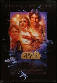 3w835 STAR WARS style B advance 1sh R97 George Lucas classic sci-fi epic, art by Drew Struzan!