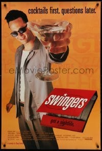 3w864 SWINGERS 1sh '96 partying Vince Vaughn with giant martini, directed by Doug Liman!