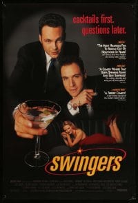 3w865 SWINGERS reviews 1sh '96 Vince Vaughn & Jon Favreau, cocktails first, questions later!