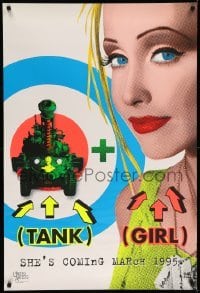 3w870 TANK GIRL teaser 1sh '95 Lori Petty, based on the comic strip, cool blacklight design!