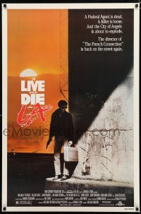 3w904 TO LIVE & DIE IN L.A. heavy stock 1sh '85 murder thriller directed by William Friedkin!