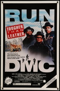 3w910 TOUGHER THAN LEATHER 1sh '88 great image of Run DMC, Darryl McDaniels, Jam Master Jay!