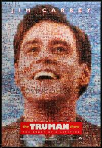 3w931 TRUMAN SHOW teaser DS 1sh '98 really cool mosaic art of Jim Carrey, Peter Weir