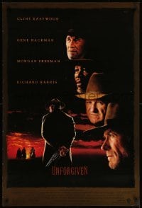 3w946 UNFORGIVEN DS 1sh '92 gunslinger Clint Eastwood, Gene Hackman, Morgan Freeman, Harris!