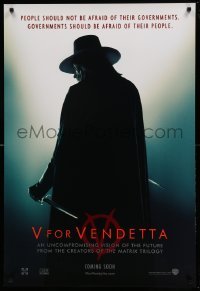 3w949 V FOR VENDETTA teaser 1sh '05 Wachowskis, Natalie Portman, silhouette of Hugo Weaving!