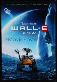 3w959 WALL-E advance DS 1sh '08 Walt Disney, Pixar, Best Animated Film, WALL-E & EVE w/ spaceship!
