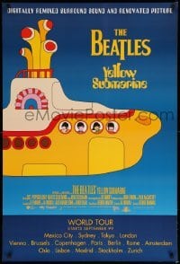 3w995 YELLOW SUBMARINE advance DS 1sh R99 psychedelic art of Beatles John, Paul, Ringo & George!