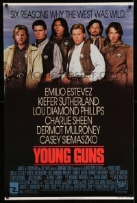 3w997 YOUNG GUNS 1sh '88 Emilio Estevez, Charlie Sheen, Kiefer Sutherland, Lou Diamond Phillips