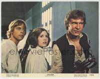 3x919 STAR WARS color 11x14 still '77 best c/u of Harrison Ford, Carrie Fisher & Mark Hamill!