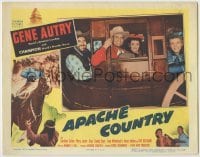 3x534 APACHE COUNTRY LC '52 great close up of Gene Autry & co-stars smiling in stagecoach!