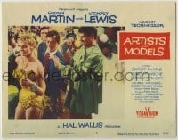 3x537 ARTISTS & MODELS LC #5 '55 Dean Martin watches Jerry Lewis paint sexy Anita Ekberg at party!