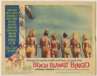 3x547 BEACH BLANKET BINGO LC #3 '65 sexy girls in bikinis watching the Goodyear Blimp overhead!