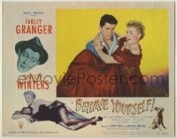 3x551 BEHAVE YOURSELF LC #2 '51 Farley Granger carrying winking Shelley Winters, Vargas border art!