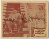 3x571 BLONDIE'S HOLIDAY LC #7 '47 Penny Singleton watches Arthur Lake as Dagwood on stairs w/dogs!