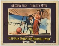 3x596 CAPTAIN HORATIO HORNBLOWER LC #6 '51 wonderful c/u of Gregory Peck & pretty Virginia Mayo!