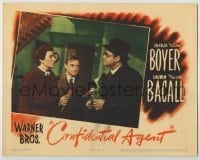 3x615 CONFIDENTIAL AGENT LC '45 Peter Lorre & Katina Paxinou stare at Dan Seymour with flowers!
