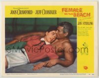 3x662 FEMALE ON THE BEACH LC #5 '55 Joan Crawford laying down with barechested Jeff Chandler!