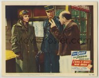 3x722 I WAS A MALE WAR BRIDE LC #8 '49 Cary Grant & Ann Sheridan look at man holding up 2 fingers!