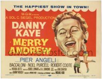 3x319 MERRY ANDREW TC '58 art of Danny Kaye, Pier Angeli & chimp, the happiest show in town!