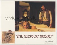 3x810 MISSOURI BREAKS LC #5 '76 Jack Nicholson points gun at smiling Marlon Brando in bathtub!